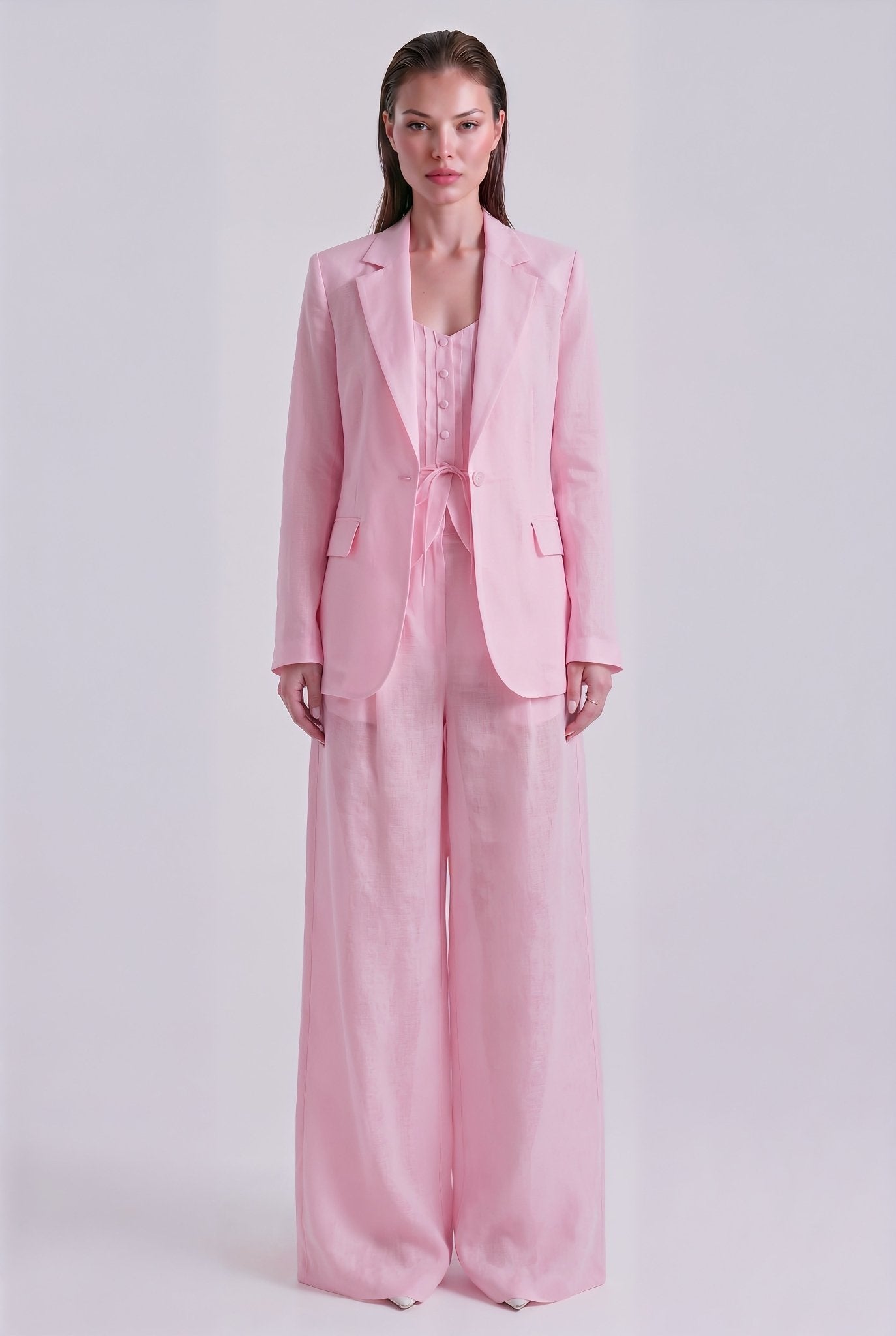 Andrea 3 piece Set – Pink Linen - SIMOVSKA