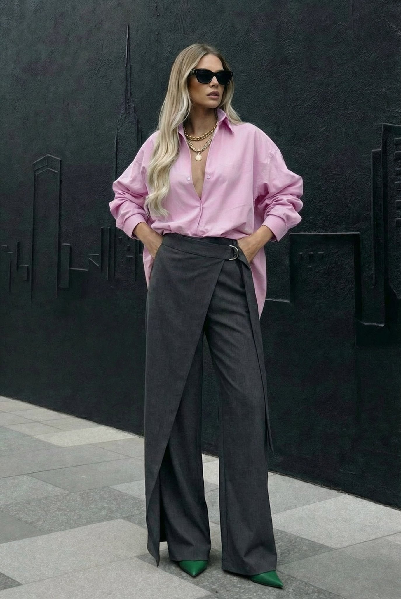 Blush Pink Oversized Poplin Shirt - SIMOVSKA