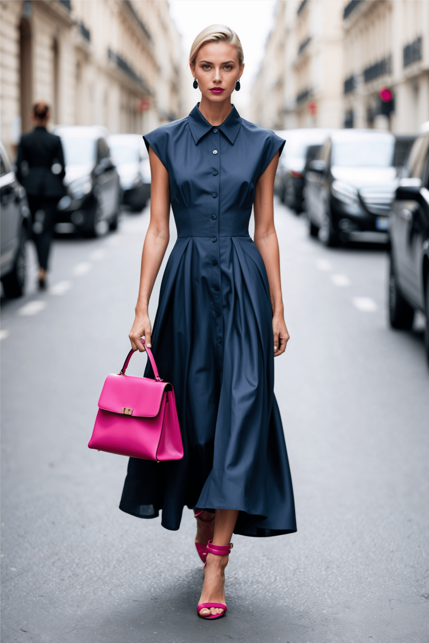 Callas Dress in Navy Blue - SIMOVSKA
