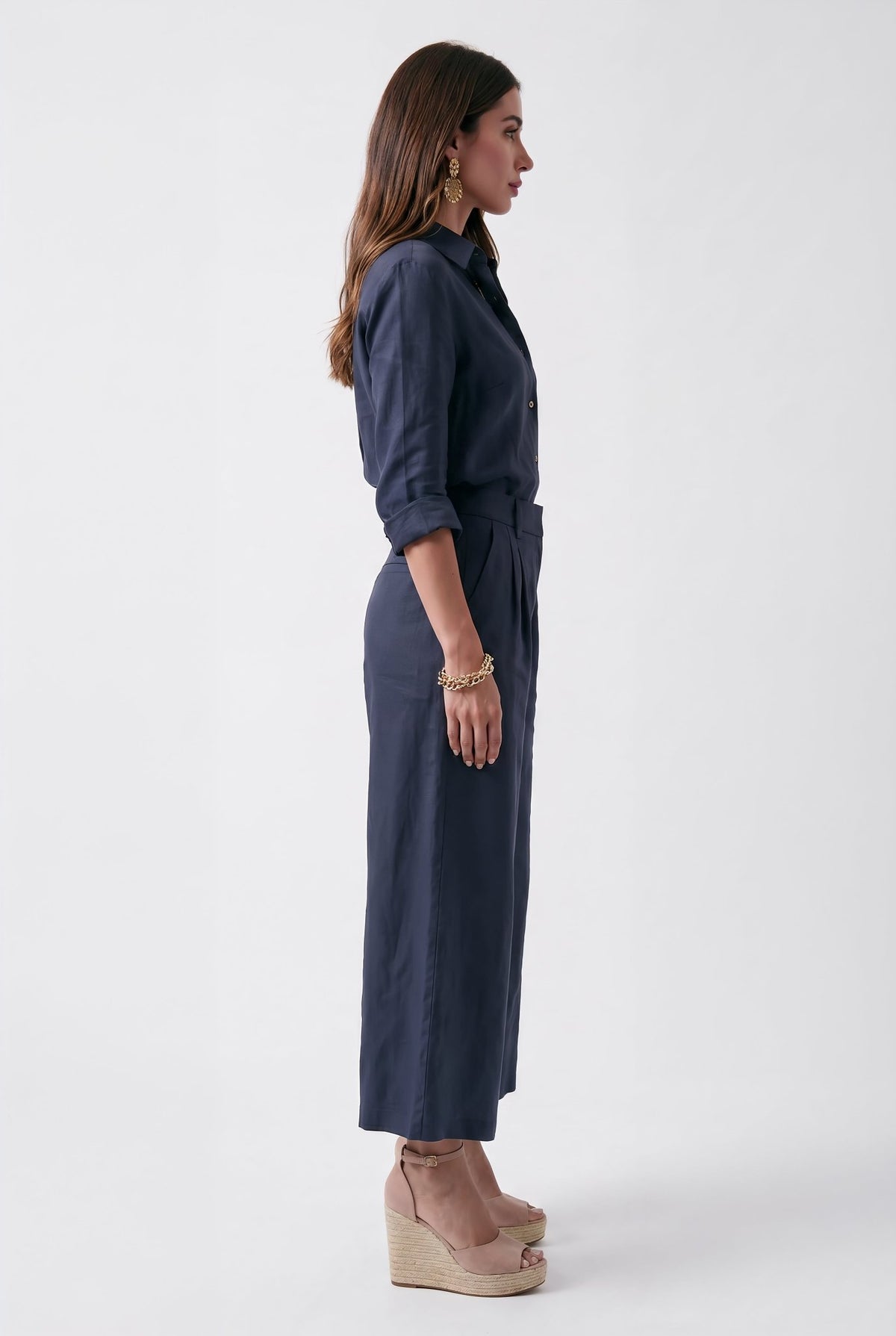 Livia Linen Set in - Navy Blue - SIMOVSKA