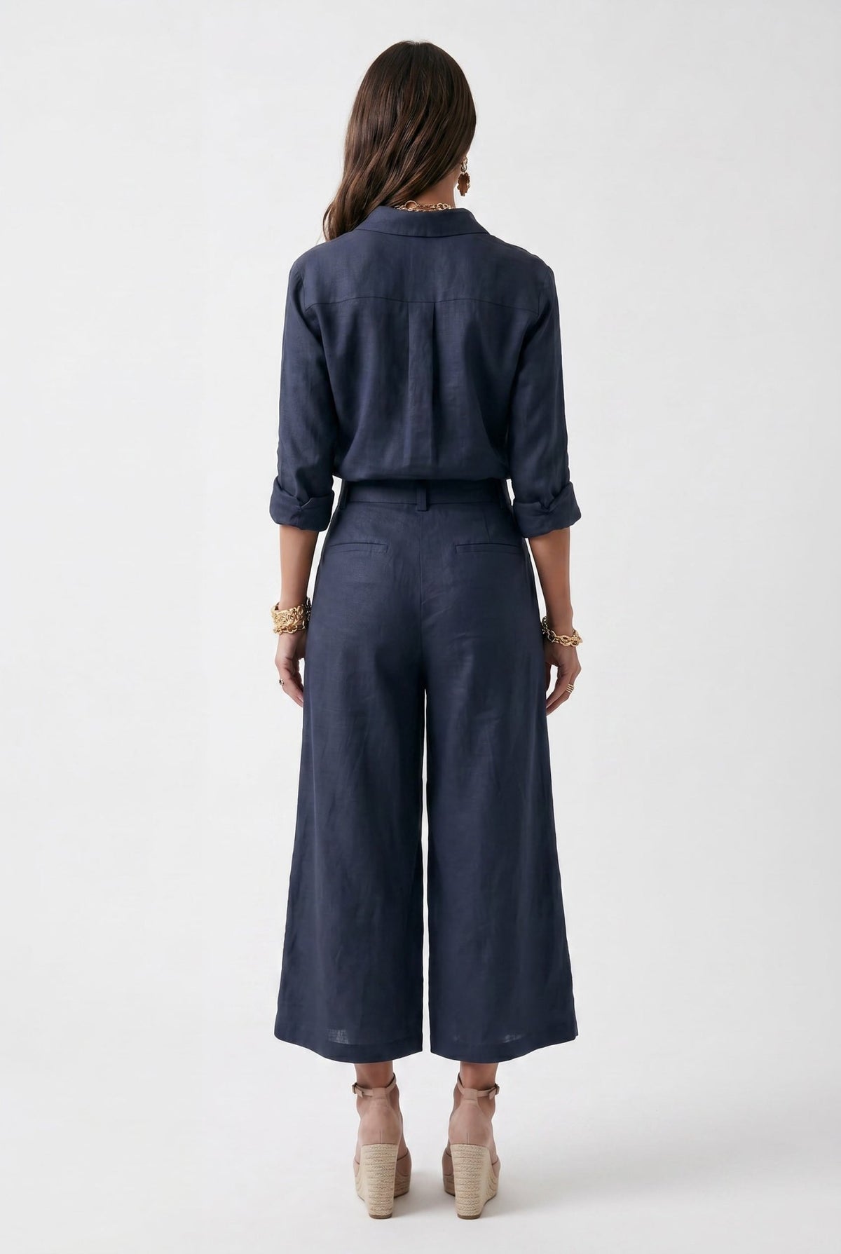 Livia Linen Set in - Navy Blue - SIMOVSKA