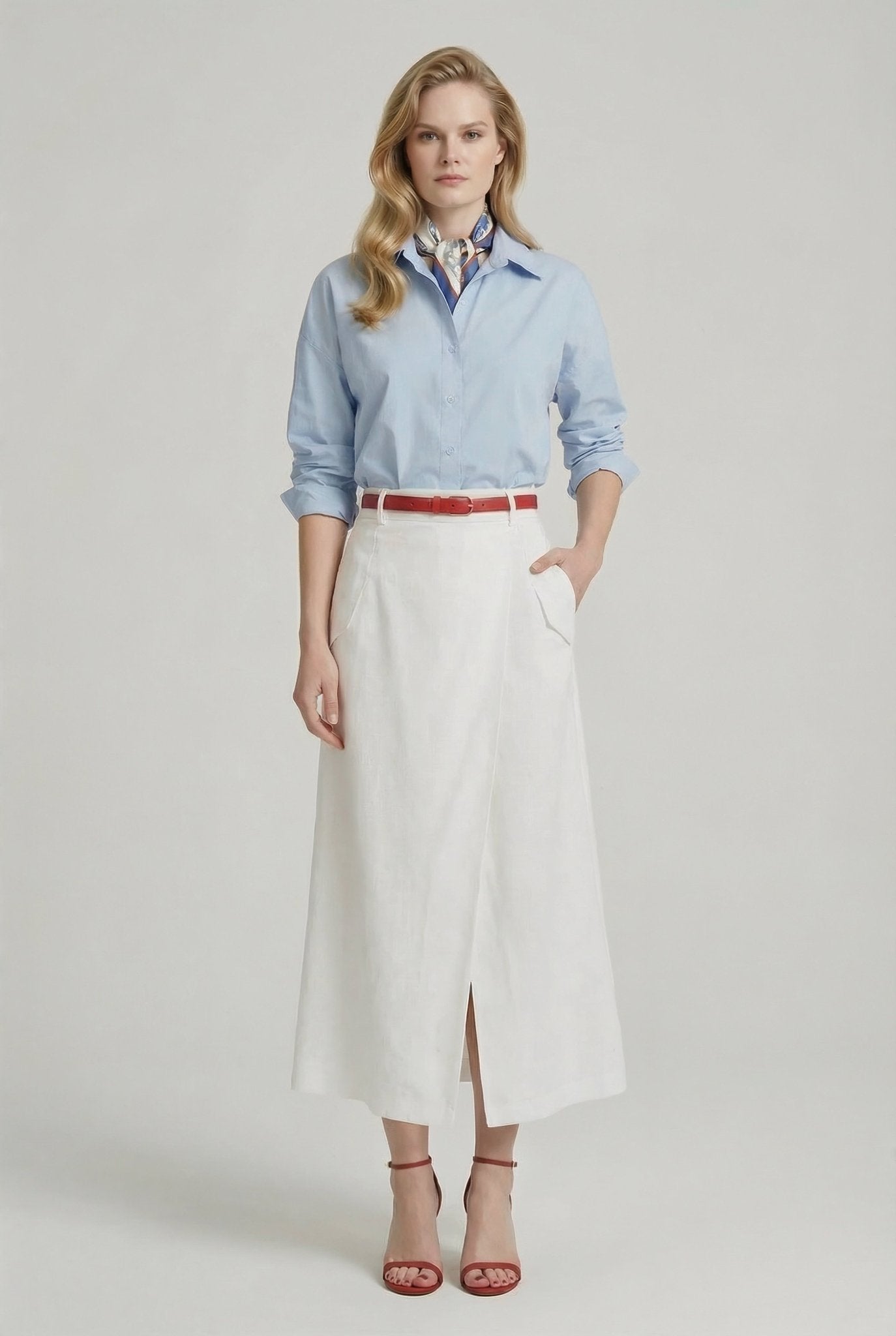 Margot Skirt in White Denim - SIMOVSKA