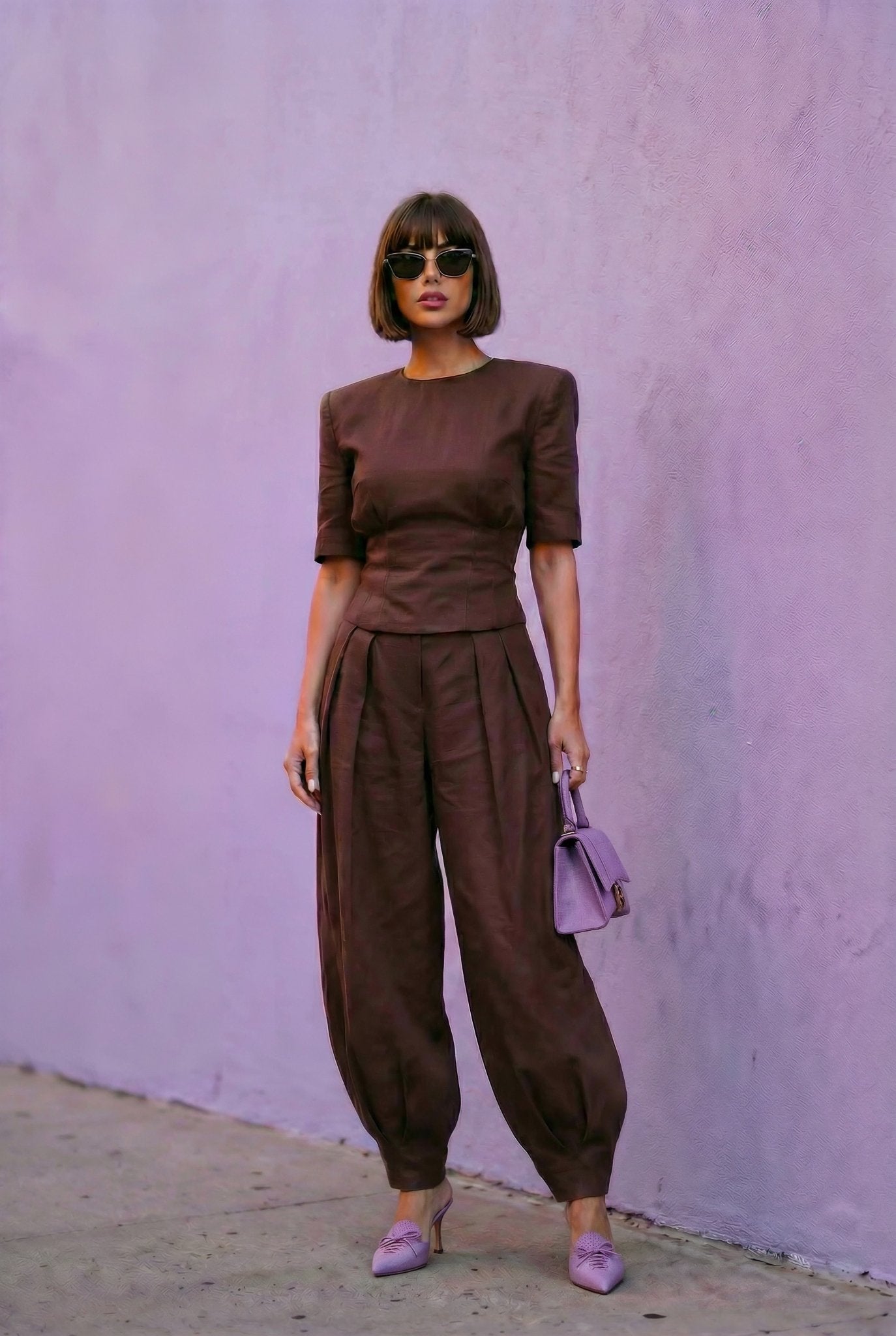 Marisa Linen Set - Deep Chocolate Brown - SIMOVSKA