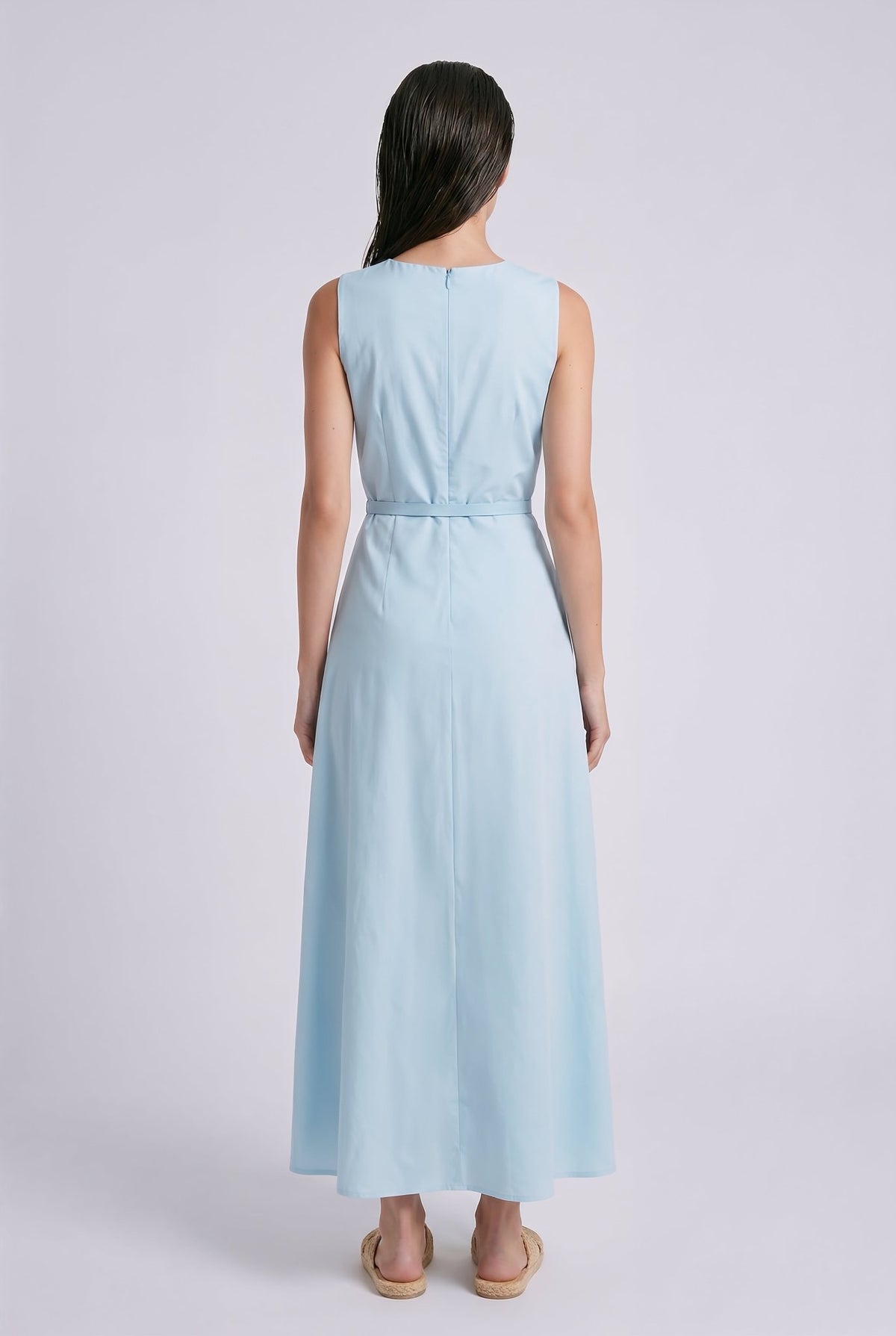 Paros Dress – Light Blue Pure Linen - SIMOVSKA