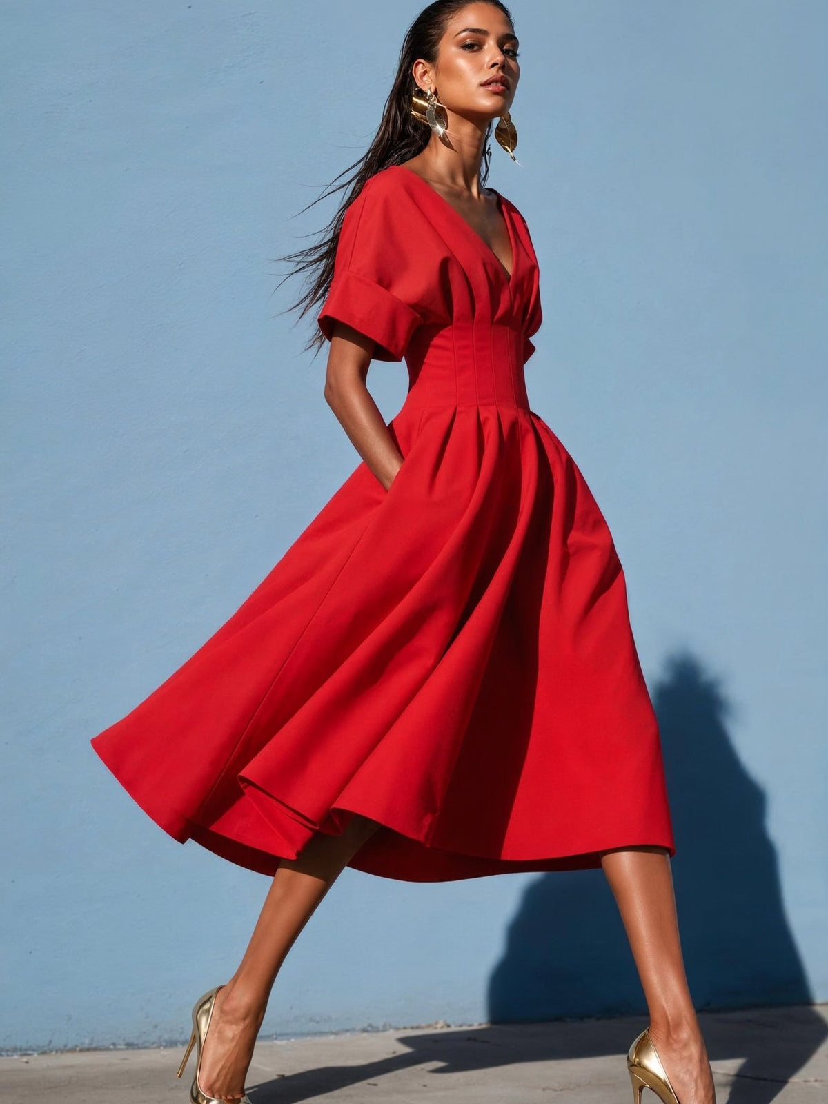 Rossa Dress – Red Crepe Viscose - SIMOVSKA