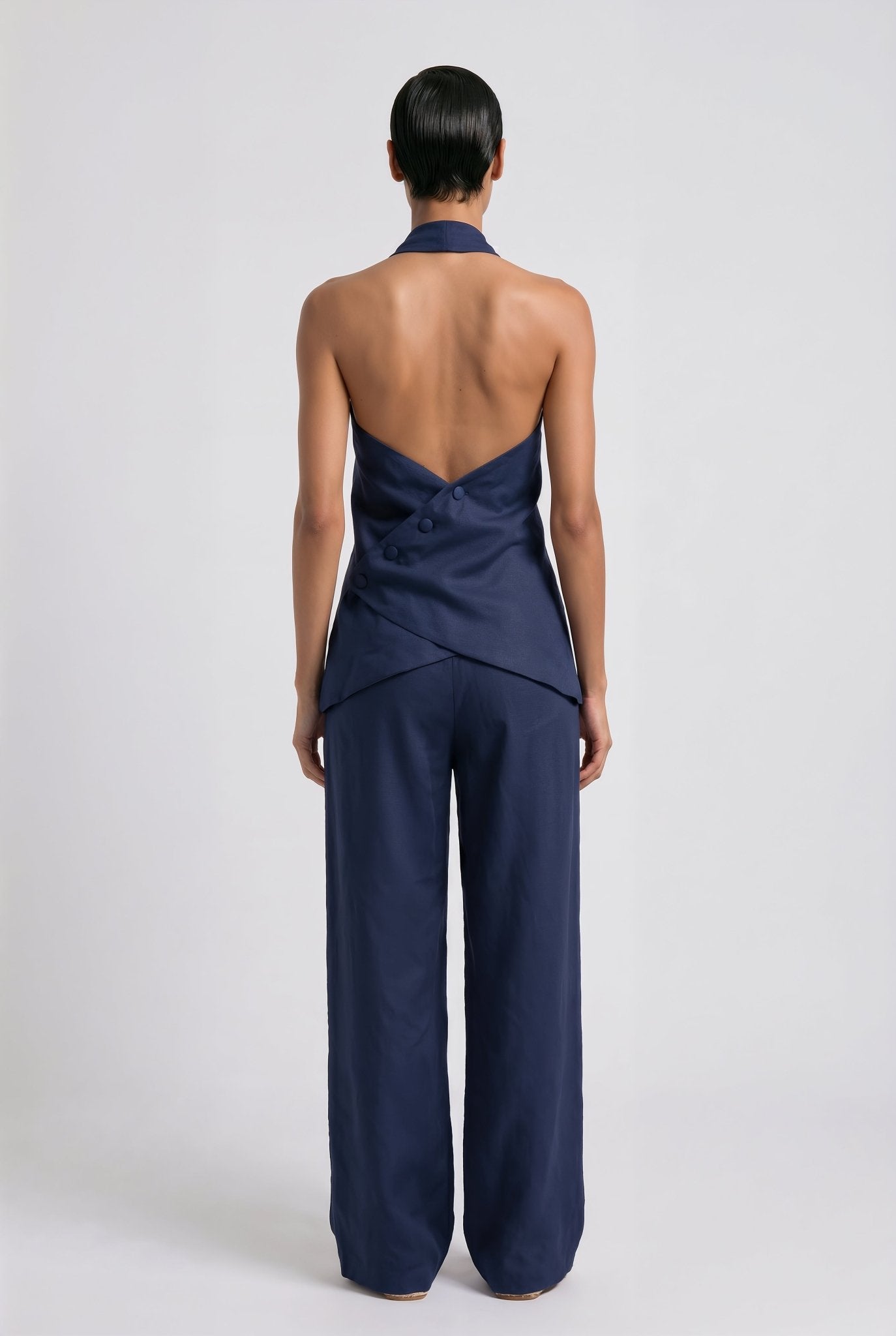 Santorini Set – Navy Blue Pure Linen - SIMOVSKA