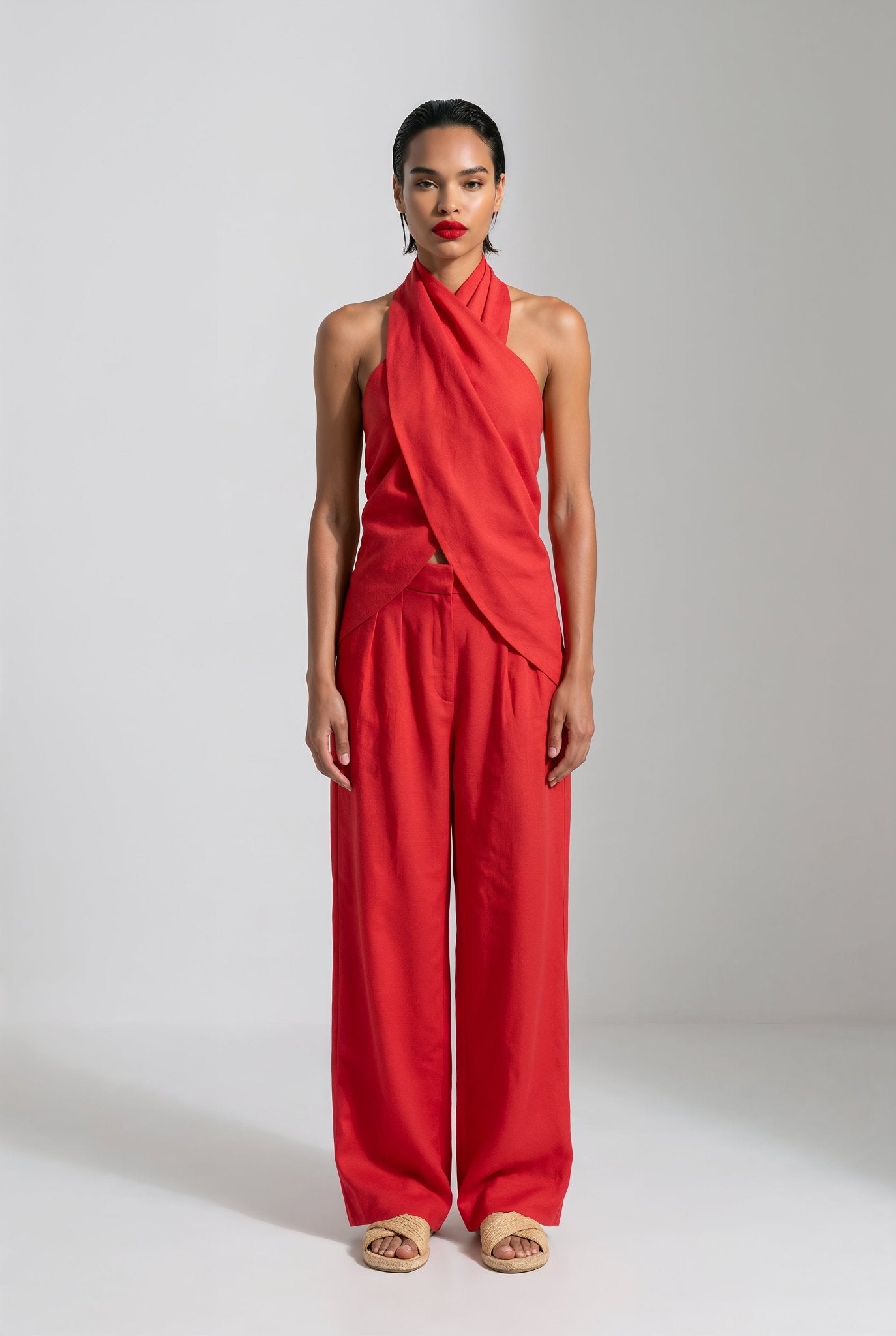 Santorini Set – Red Pure Linen - SIMOVSKA