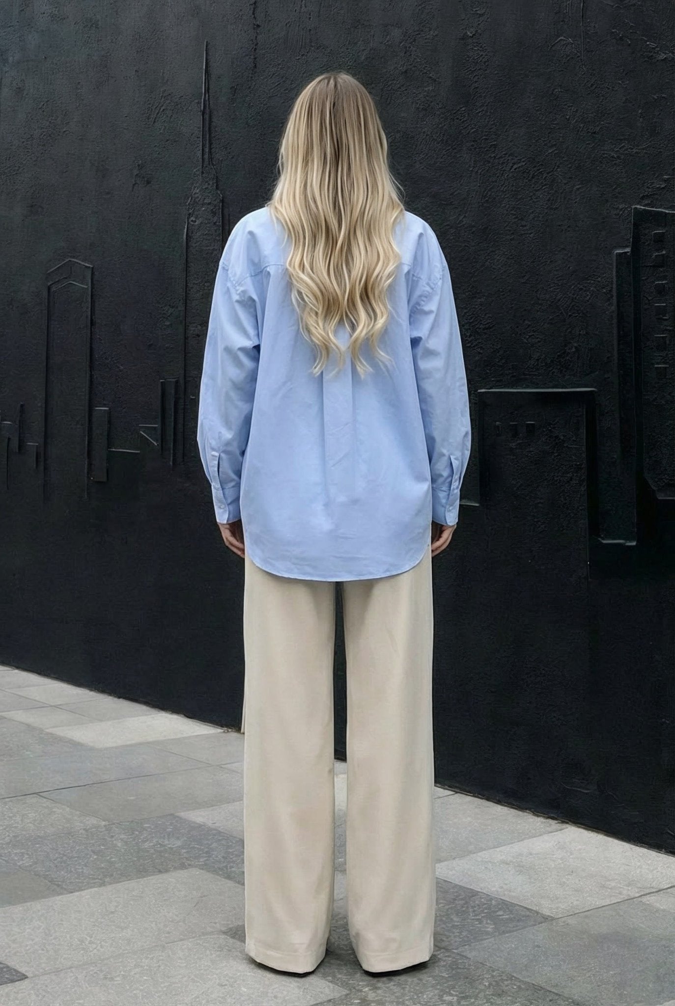 Sky Blue Oversized Poplin Shirt - SIMOVSKA