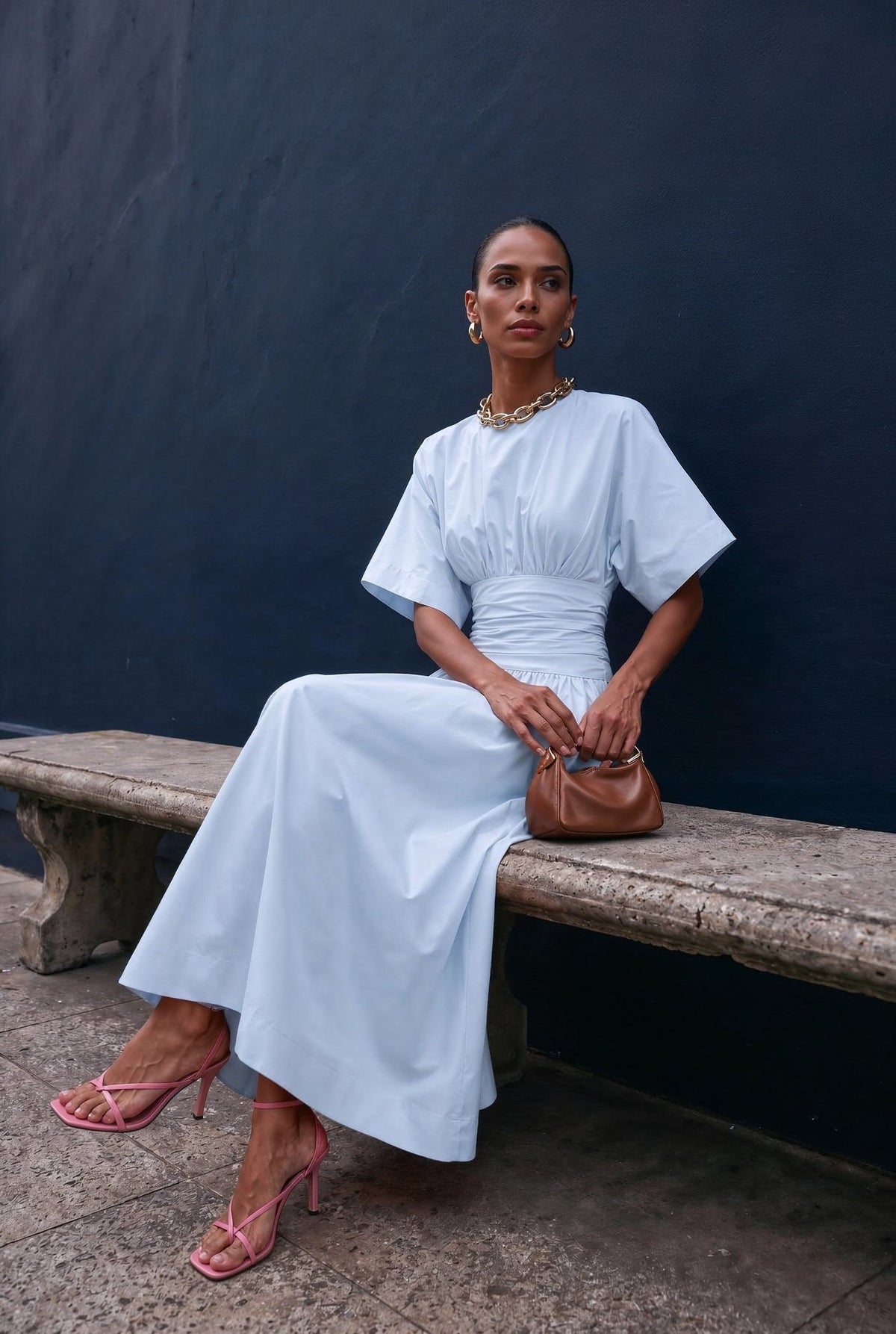 Valencia Ice Blue Maxi Dress - SIMOVSKA