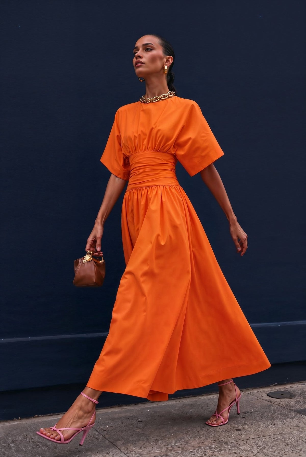 Valencia Orange Maxi Dress S