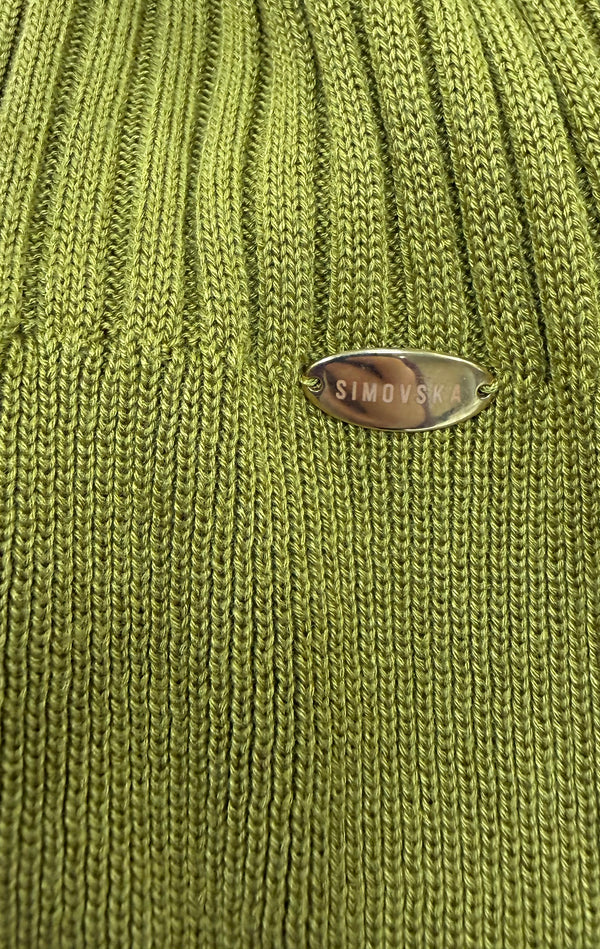 Celestine Olive Ribbed Knit Midi Dress