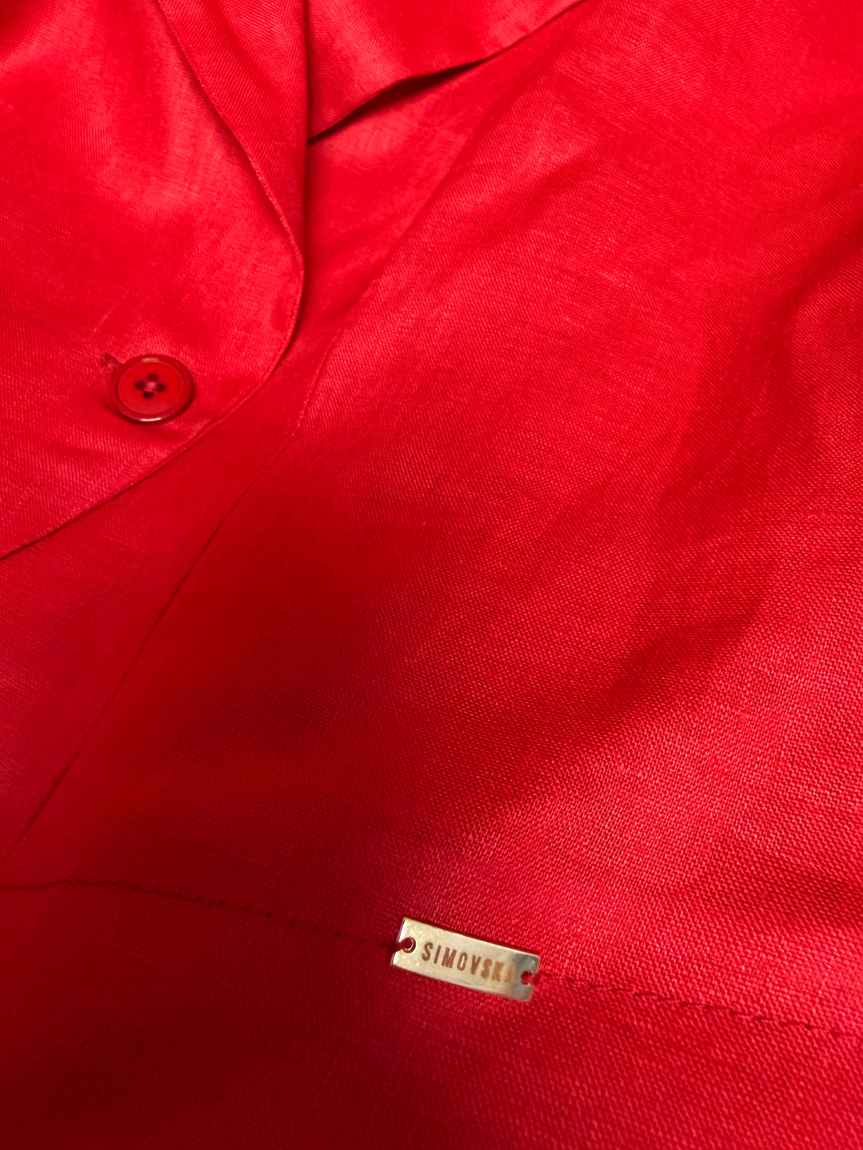 Emma Linen Suit – Deep Red
