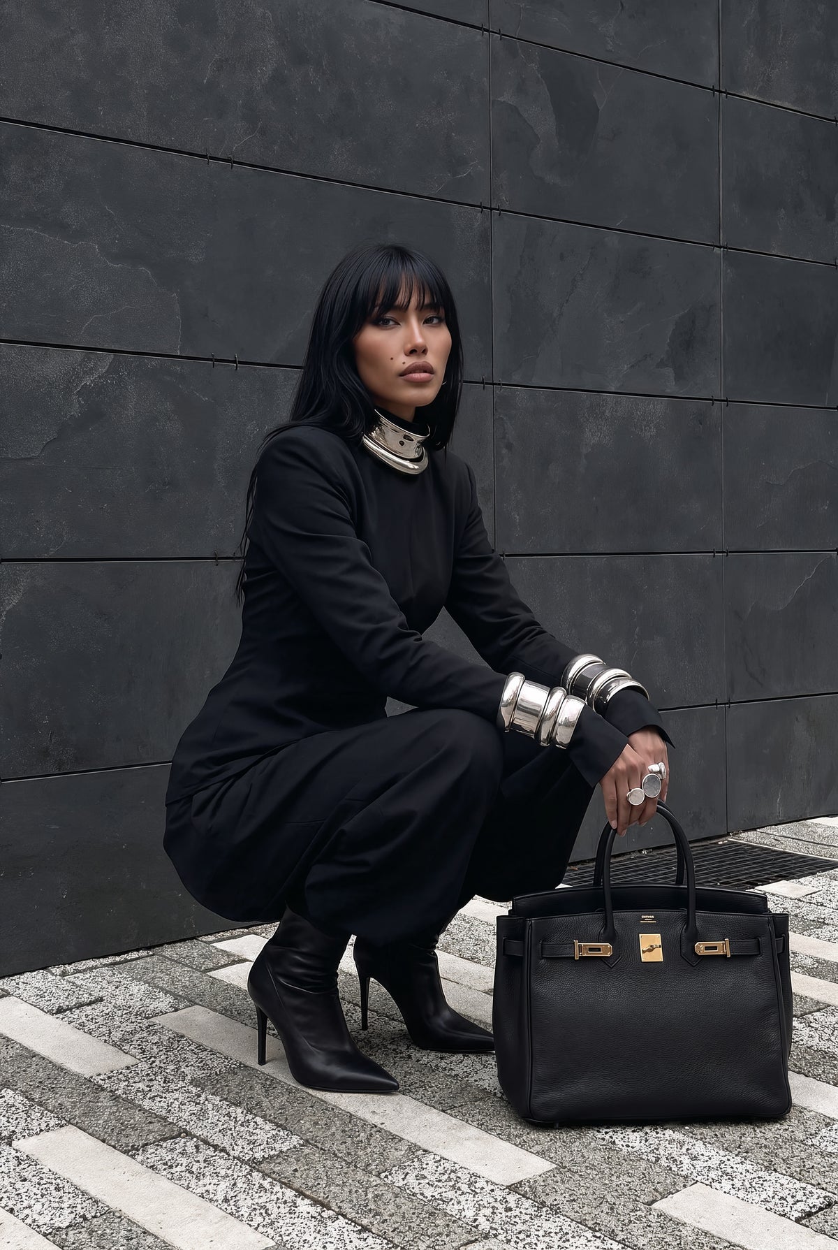 Metropolis Black Two-Piece Trouser Set