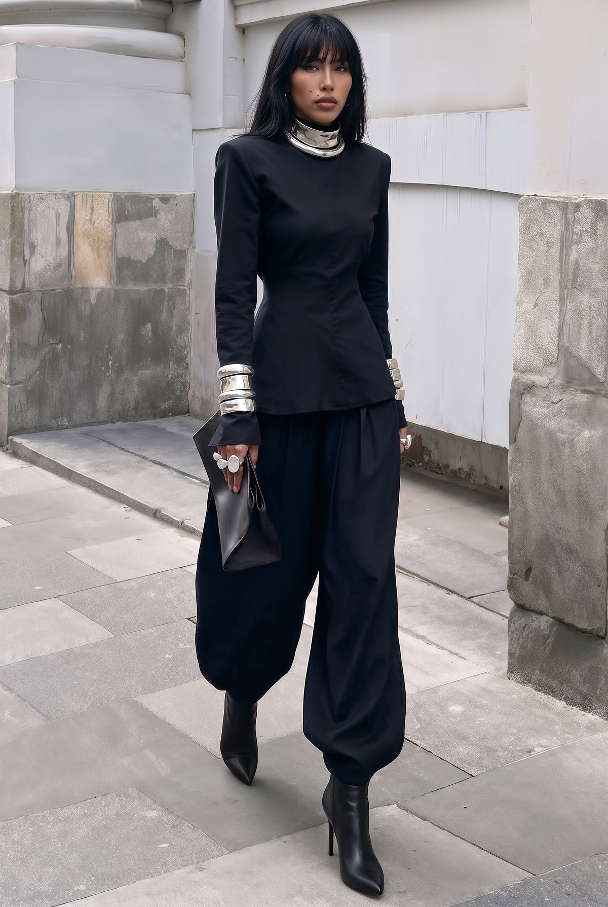 Metropolis Black Two-Piece Trouser Set