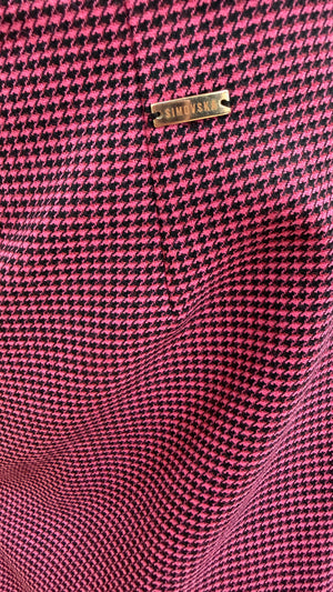 Milan Pink Houndstooth Zip Midi Skirt