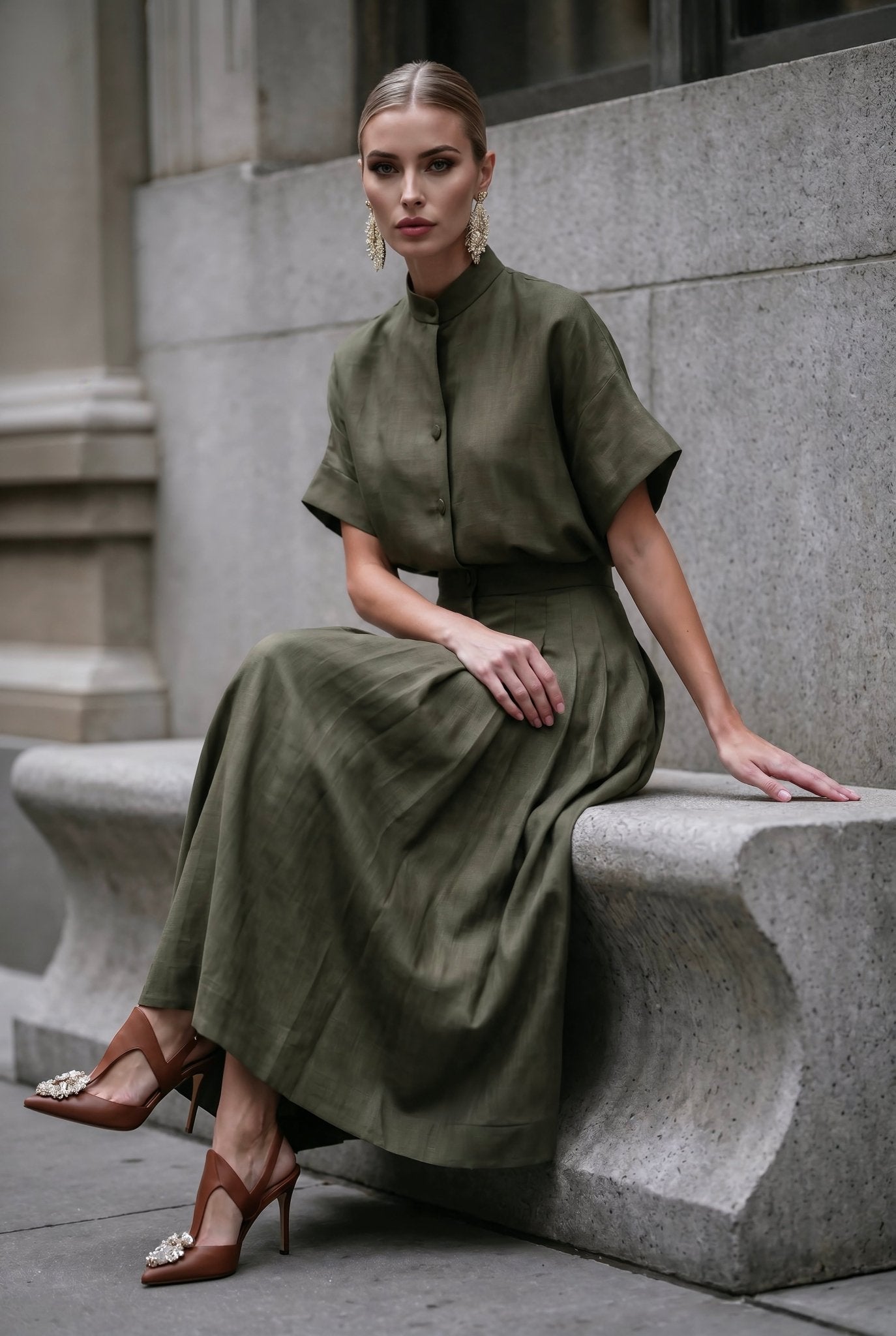 Adele Set in Army Green - SIMOVSKA