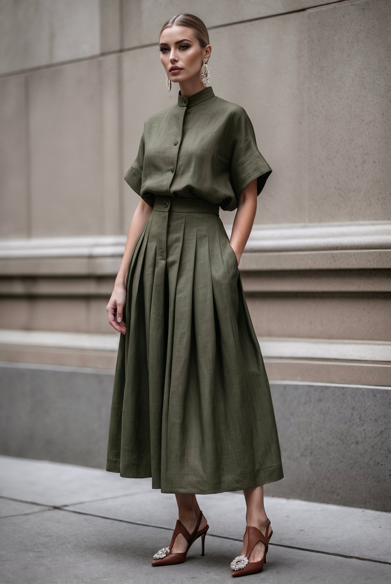 Adele Set in Army Green - SIMOVSKA