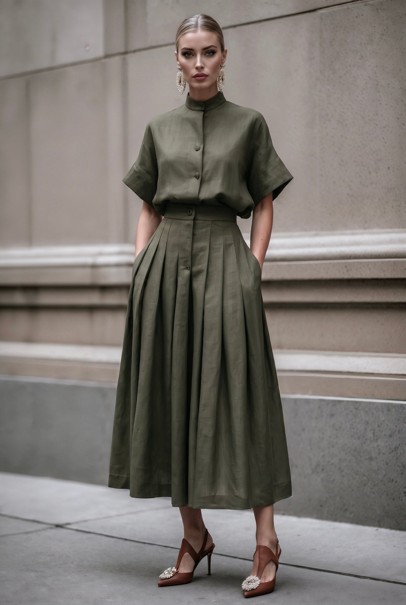 Adele Set in Army Green - SIMOVSKA