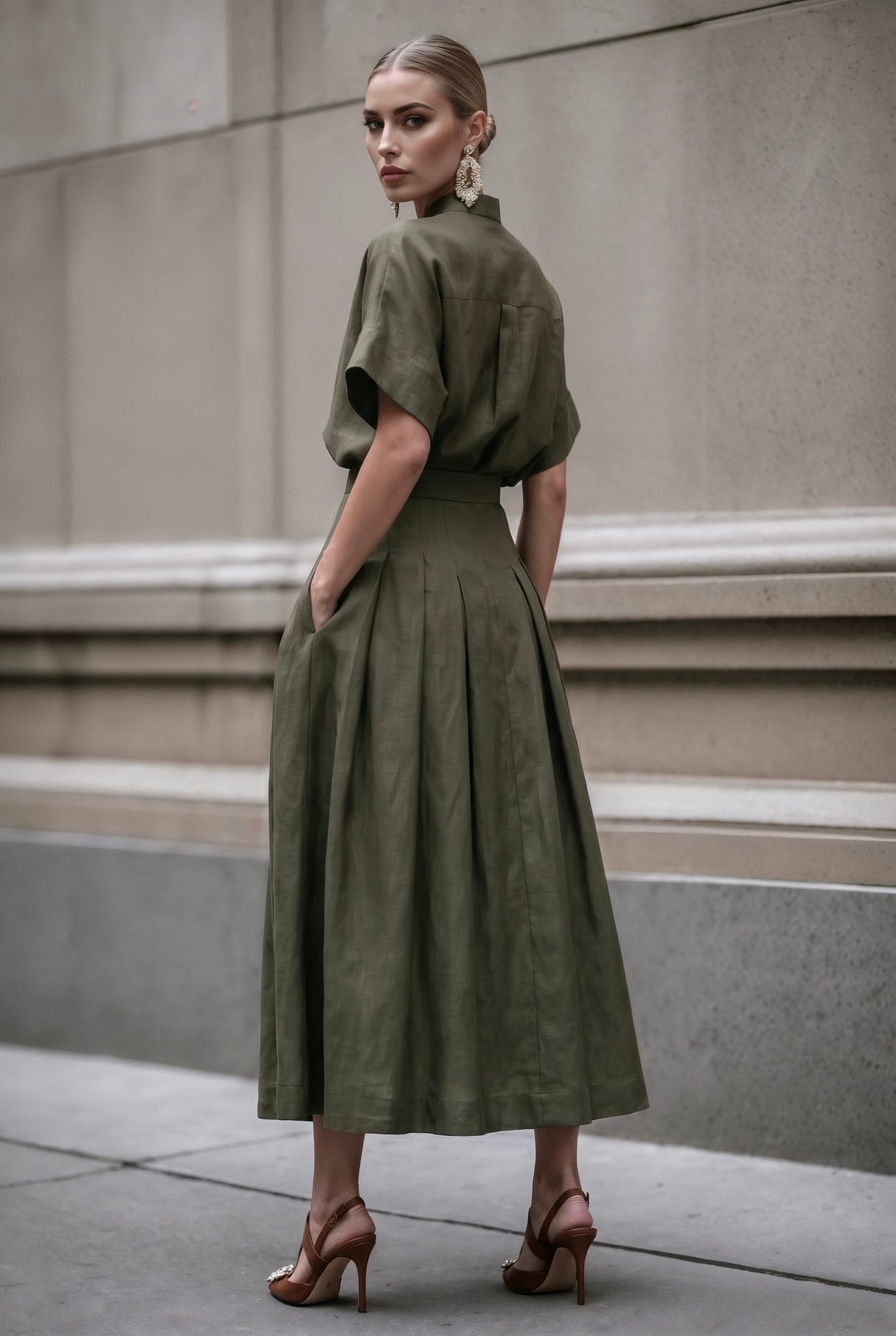 Adele Set in Army Green - SIMOVSKA