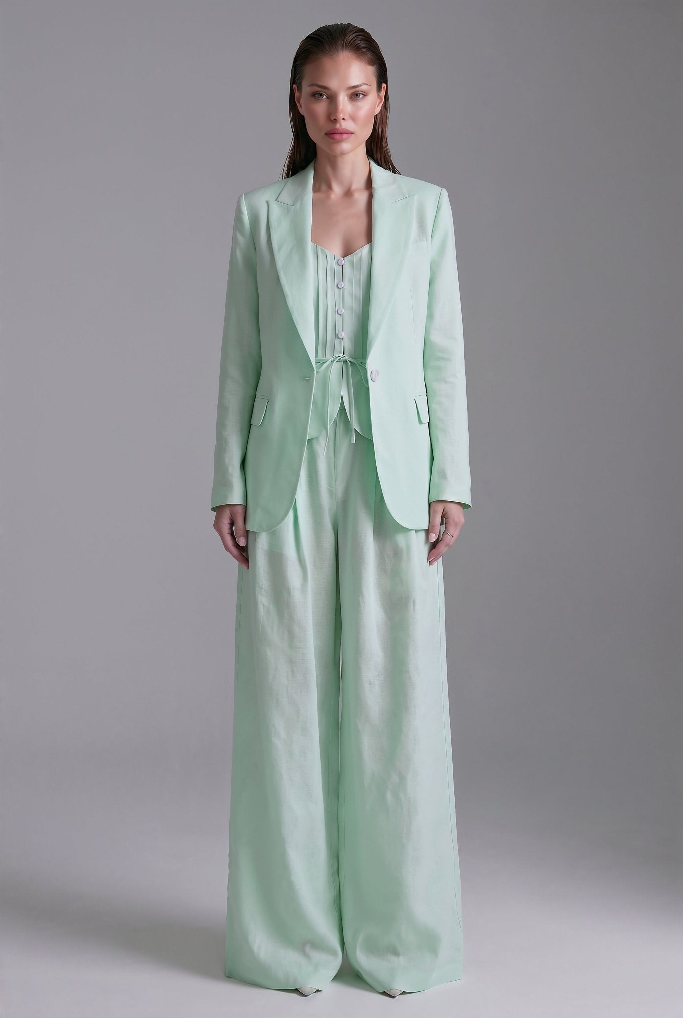 Andrea 3 Piece Set – Mint Linen - SIMOVSKA