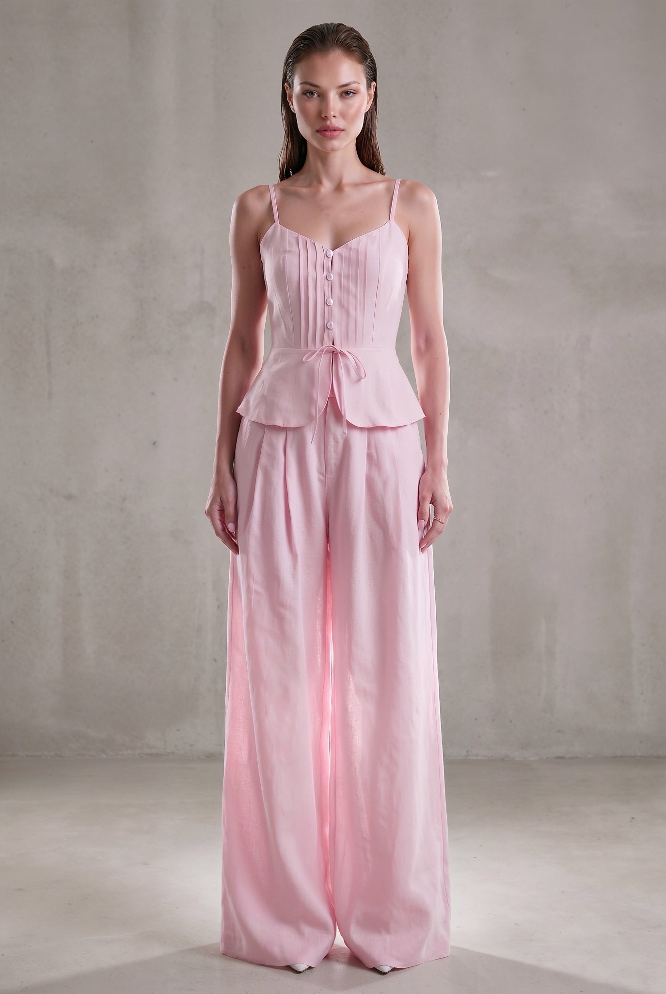 Andrea 3 piece Set – Pink Linen - SIMOVSKA