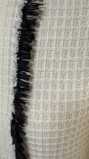 Ariadne - Ivory Textured Dress with Contrast Trim - SIMOVSKA