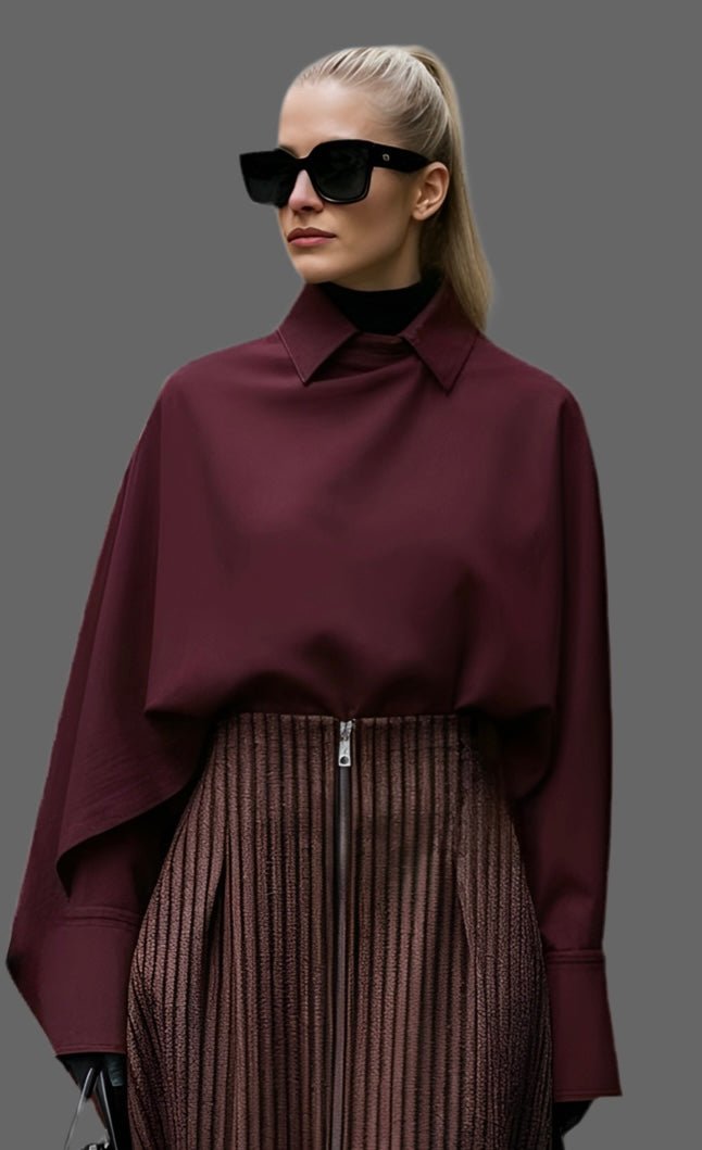 Aurelia Overshirt – Bordeaux Twil - SIMOVSKA