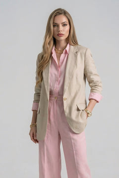 Beige Linen Blazer - SIMOVSKA