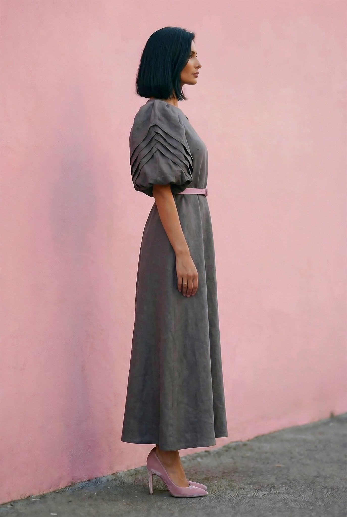 Bella Dress - Charcoal Grey Linen - SIMOVSKA
