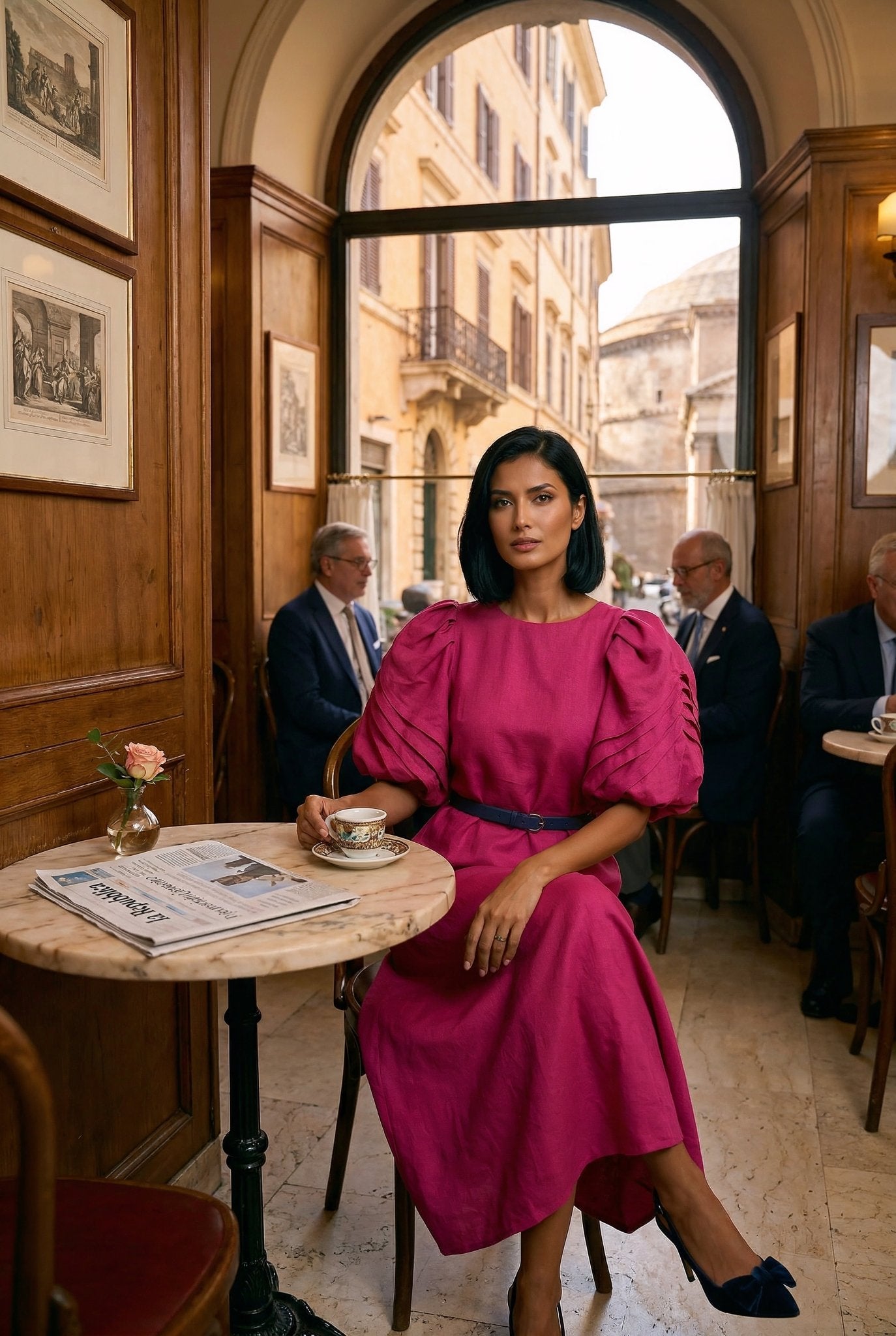 Bella Dress - Fuchsia Linen Dress - SIMOVSKA