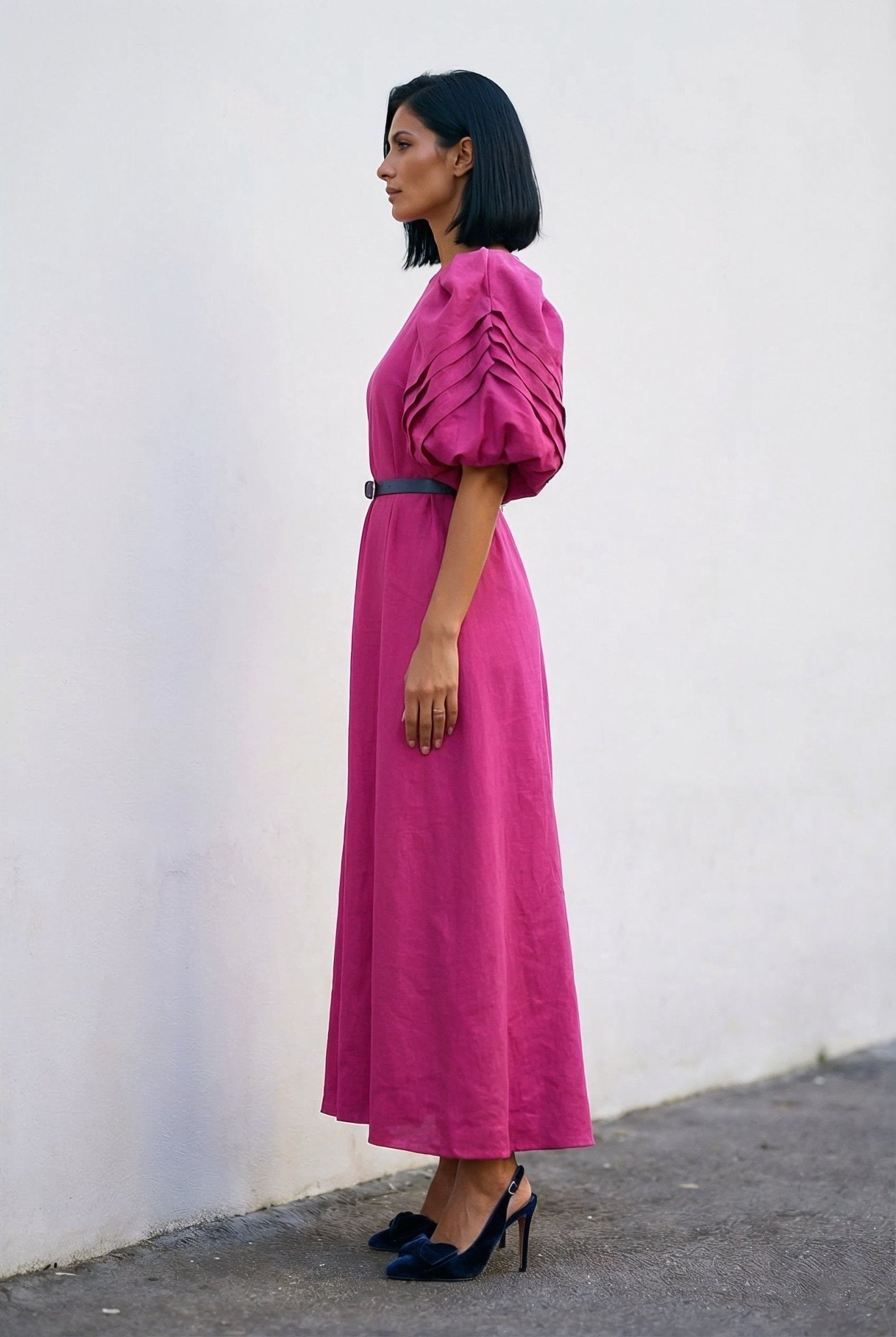 Bella Dress - Fuchsia Linen Dress - SIMOVSKA