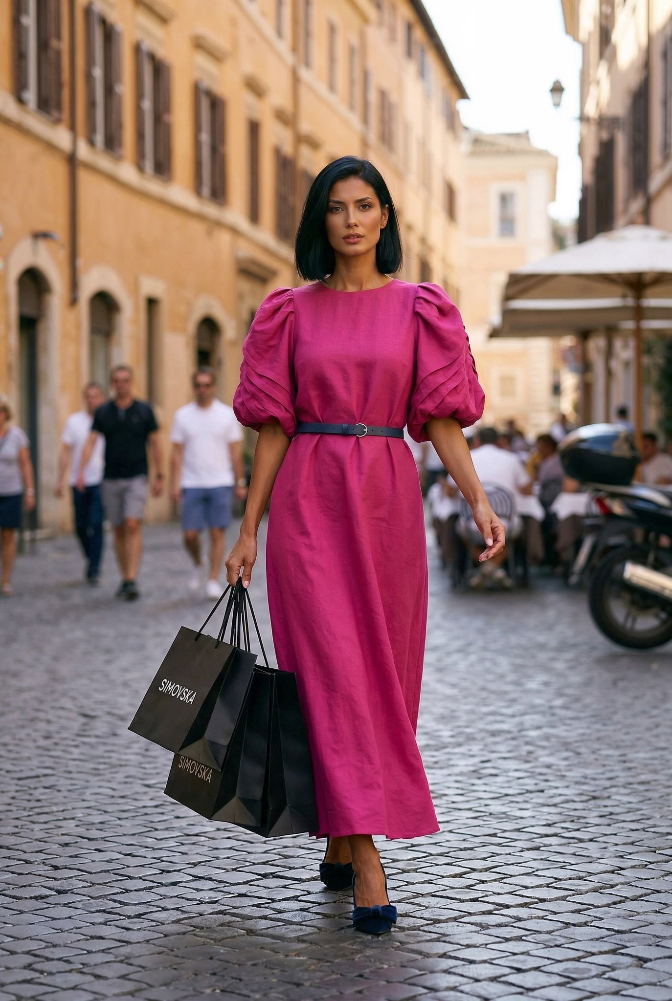 Bella Dress - Fuchsia Linen Dress - SIMOVSKA