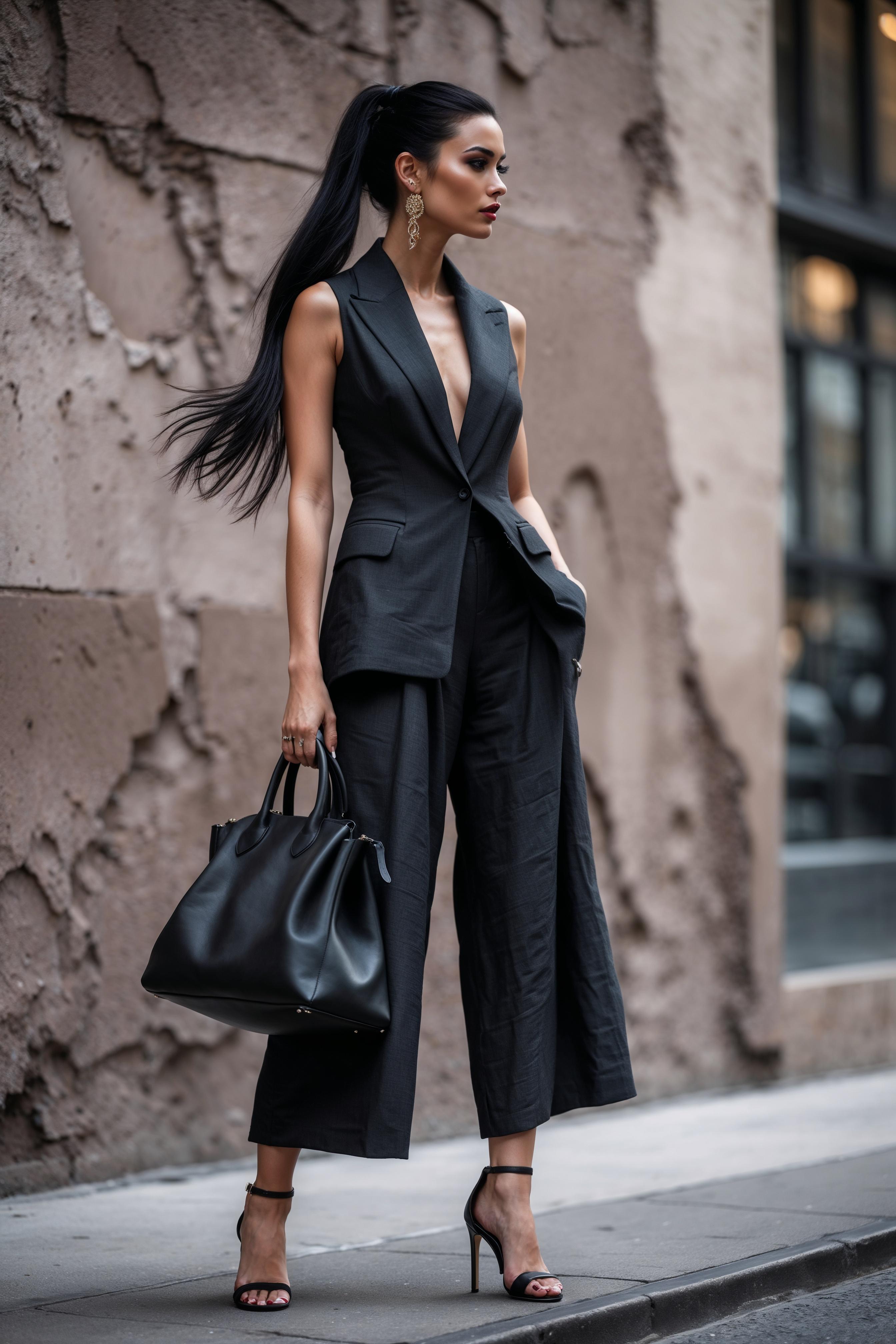 Black Linen Power Set - SIMOVSKA