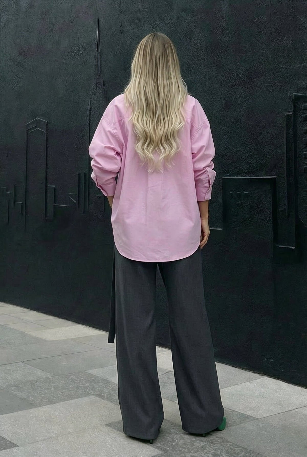 Blush Pink Oversized Poplin Shirt - SIMOVSKA