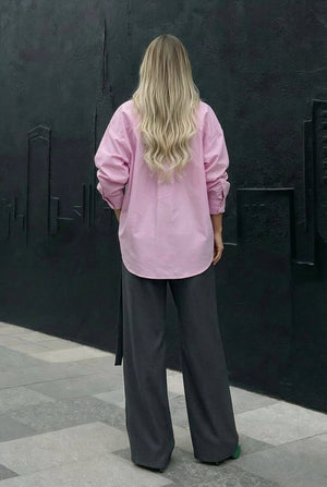 Blush Pink Oversized Poplin Shirt - SIMOVSKA