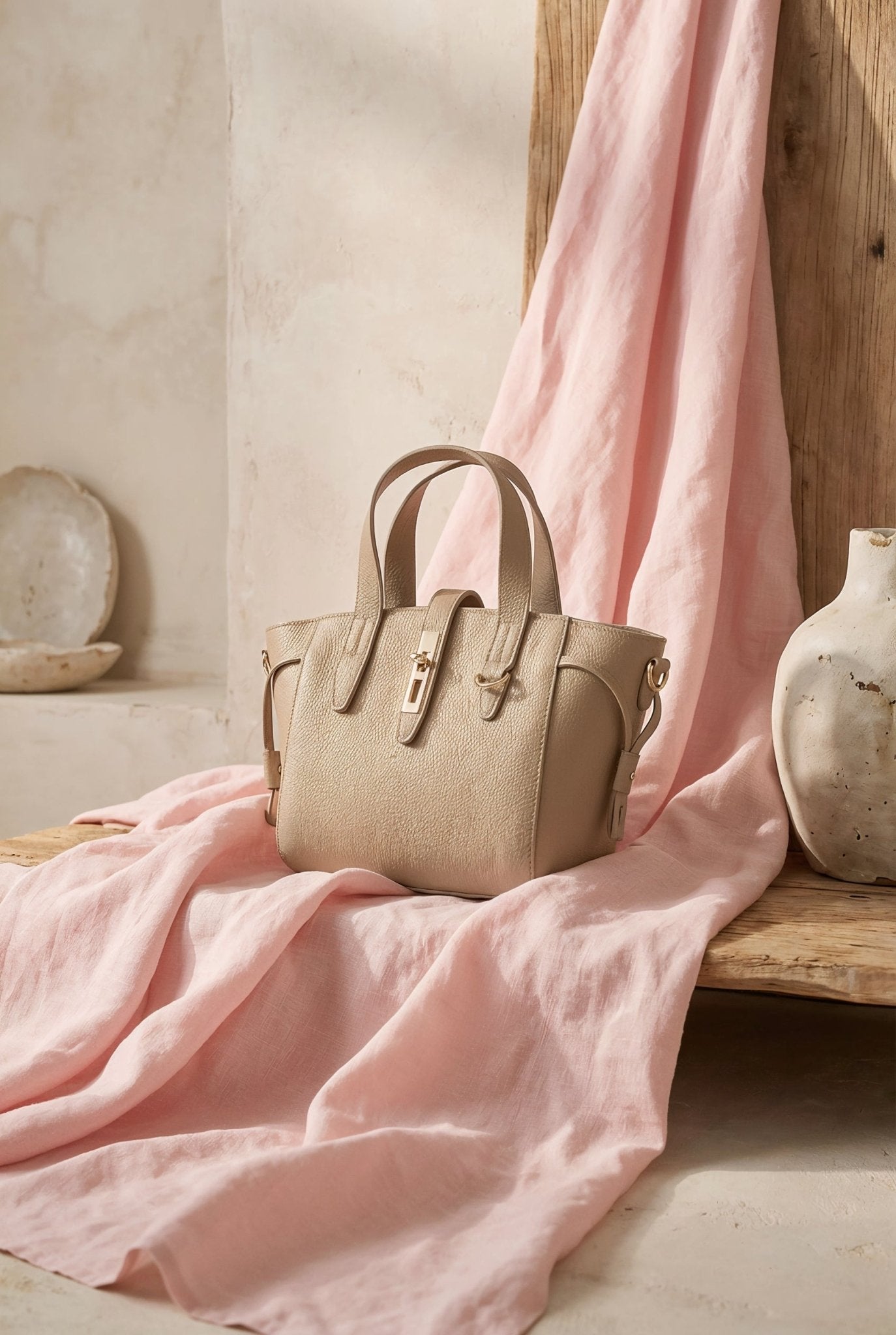 Calista Small Handbag – Nude Beige - SIMOVSKA