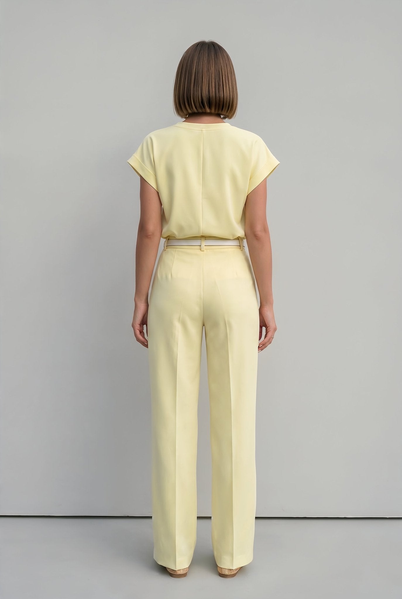 Capri Set in Pastel Yellow Crepe - SIMOVSKA