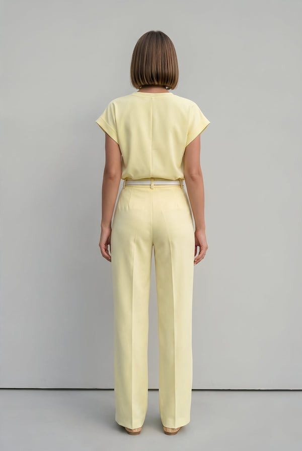 Capri Set in Pastel Yellow Crepe - SIMOVSKA