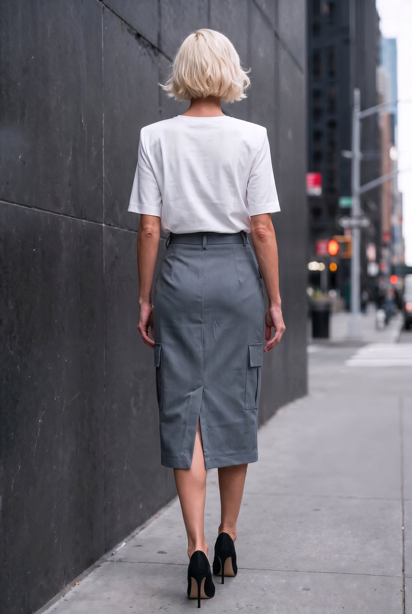 Simovska denim cargo skirt in gray