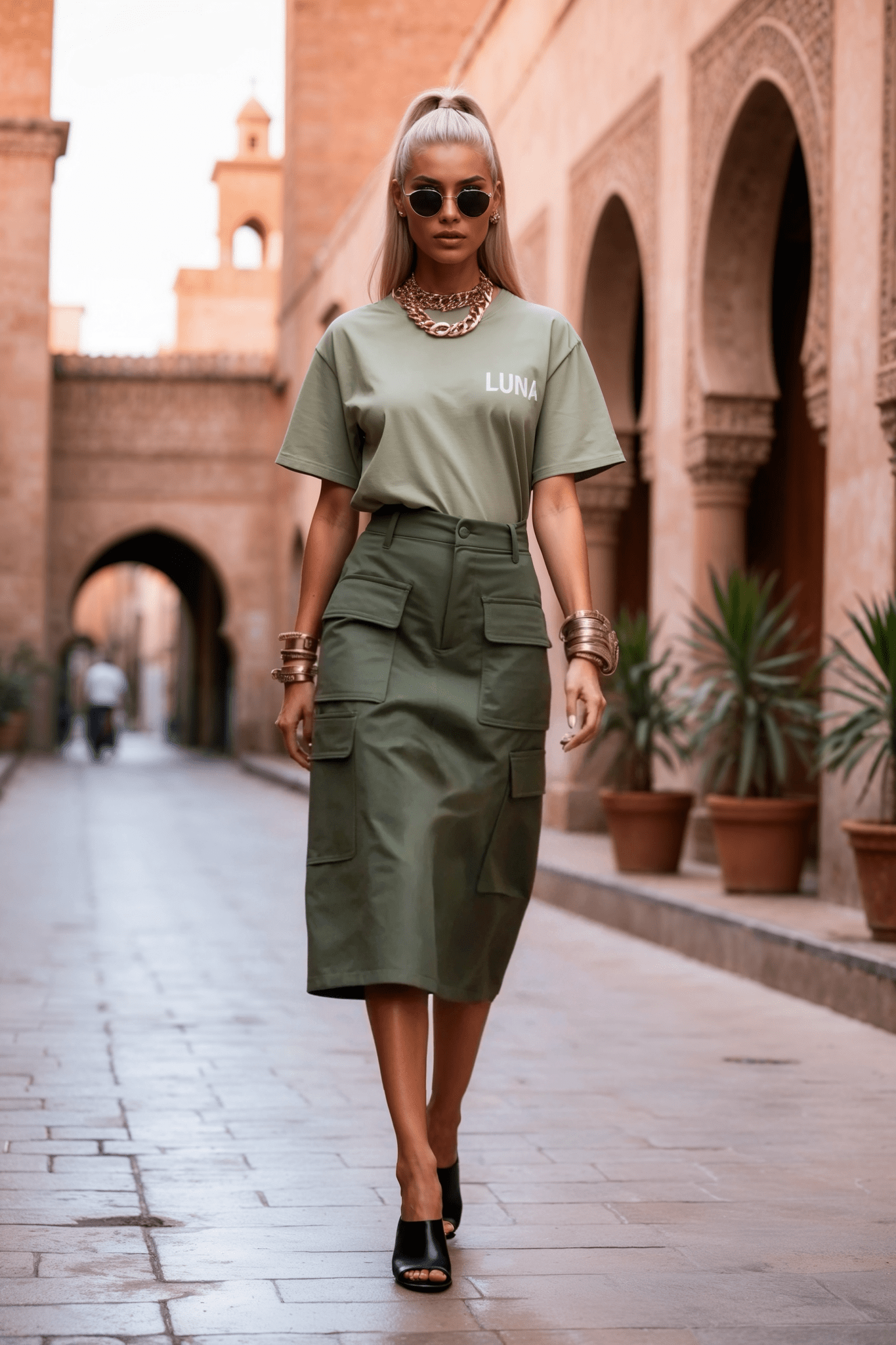 Cargo Mania Skirt in Olive - SIMOVSKA