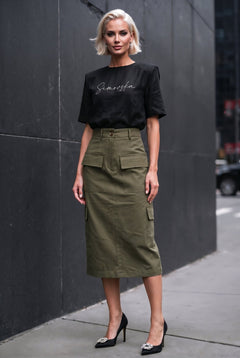 Cargo Mania Skirt in Olive - SIMOVSKA