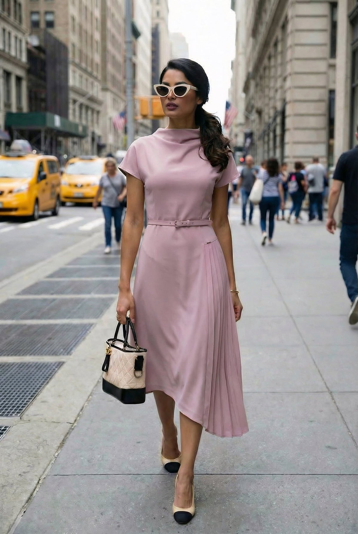 donna karan women's belted a-line dress Floral Belted A Line Midi Dress | Shirt Dress main image 0