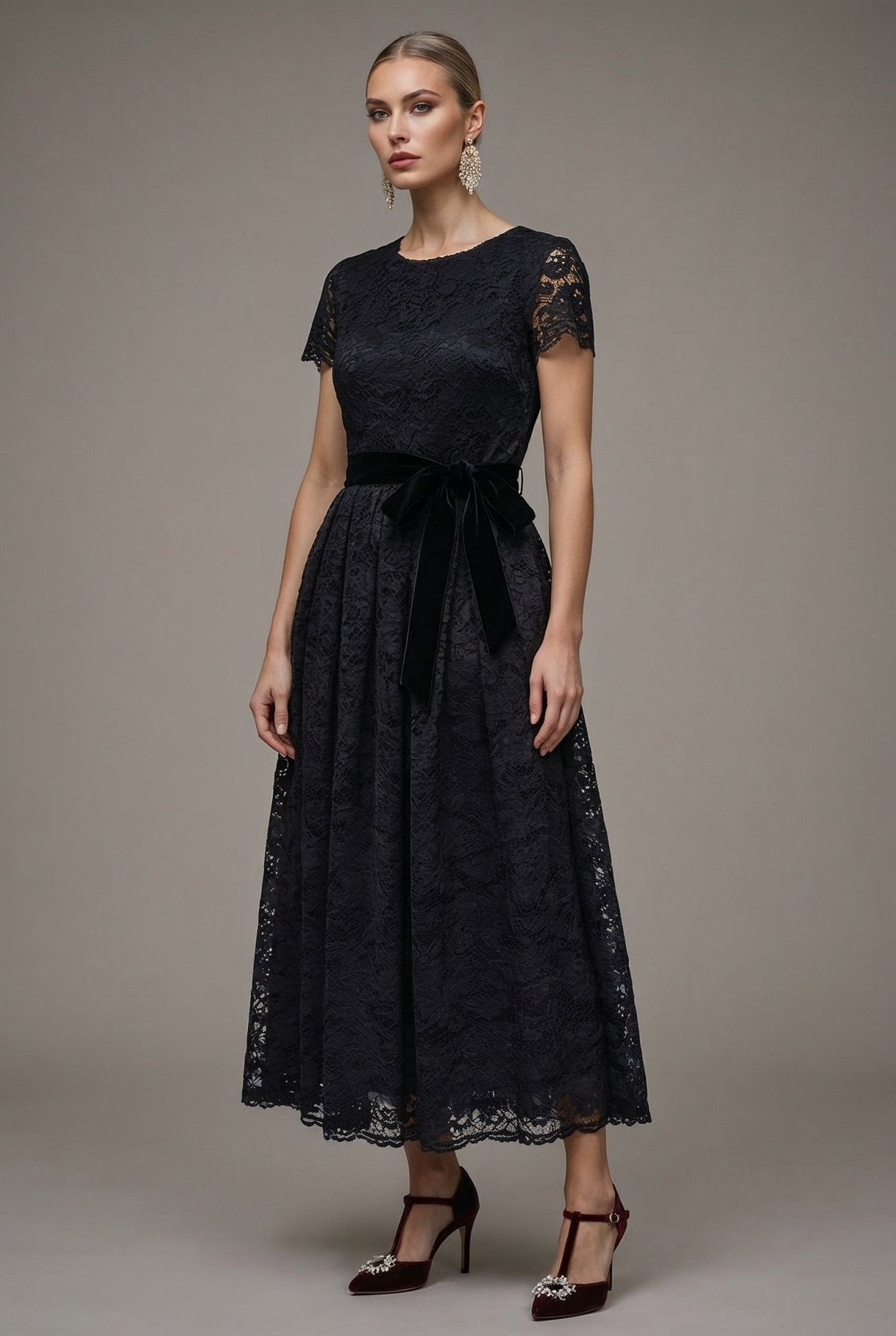 Circe - Black Lace Dress + Lace Jacket Set - SIMOVSKA