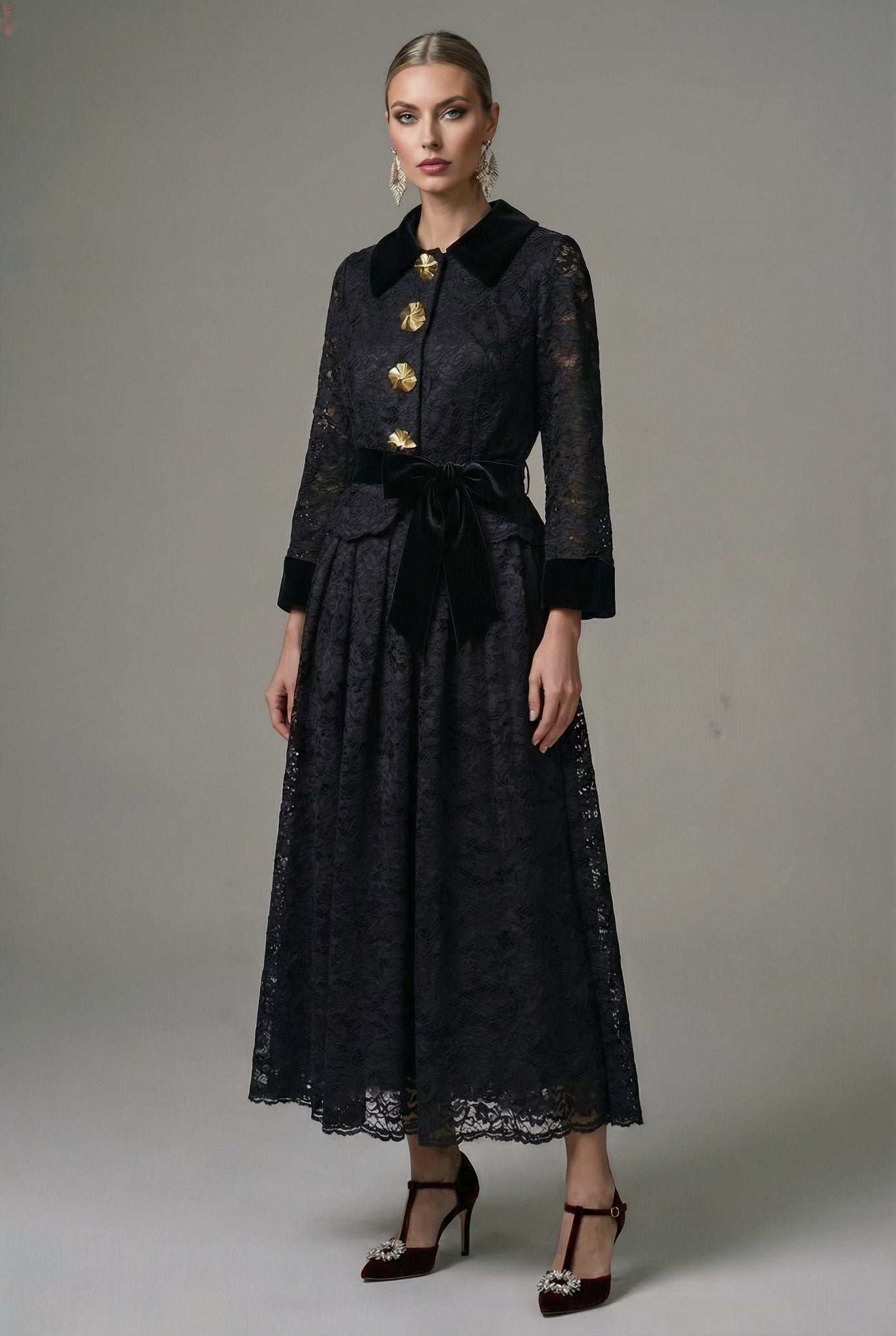 Circe - Black Lace Dress + Lace Jacket Set SIMOVSKA Circe - Black Lace Dress + Lace Jacket Set SIMOVSKA