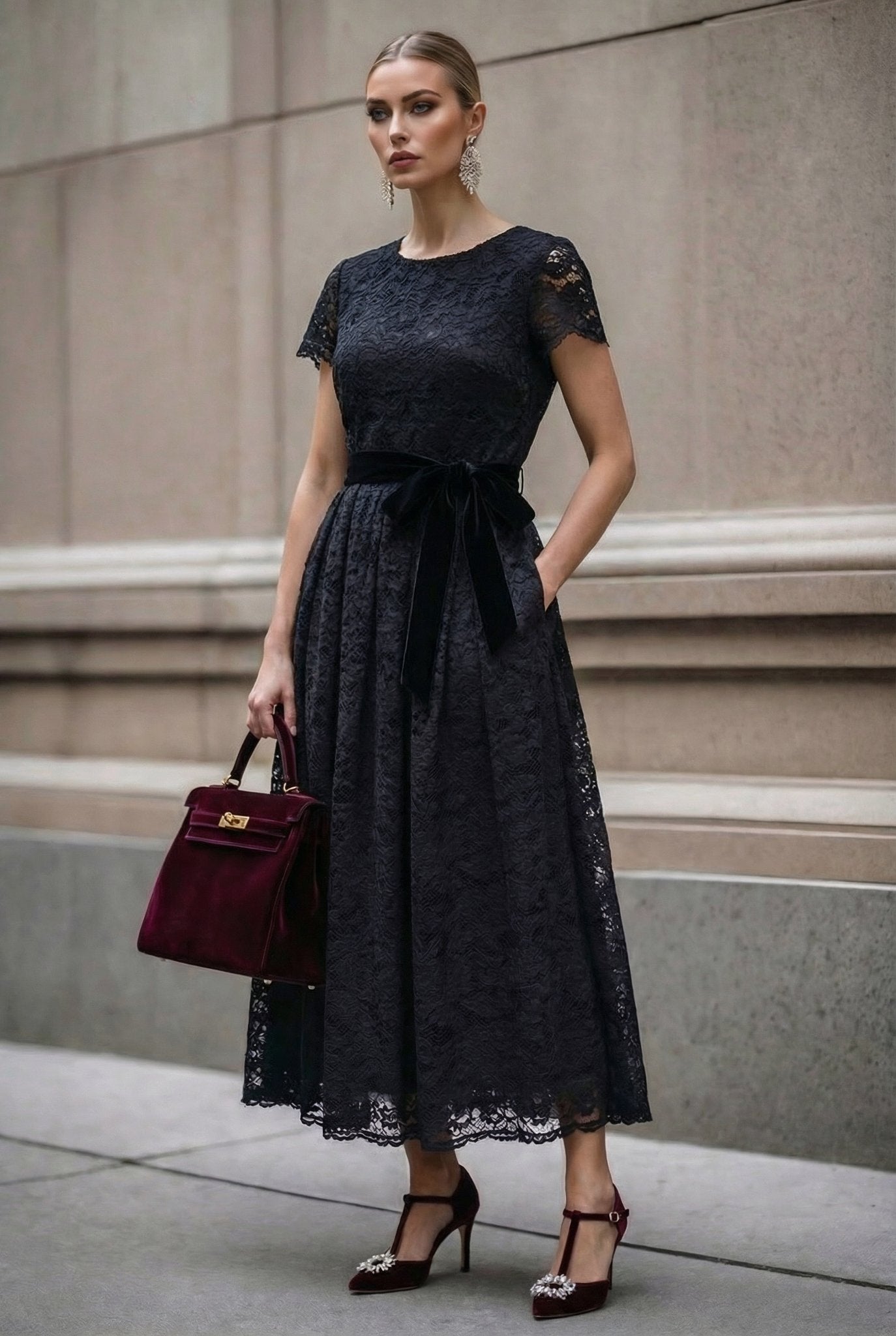 Circe - Black Lace Dress + Lace Jacket Set - SIMOVSKA