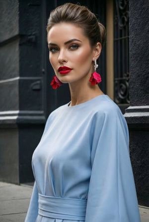 Crimson Petal Crystal Earrings - SIMOVSKA