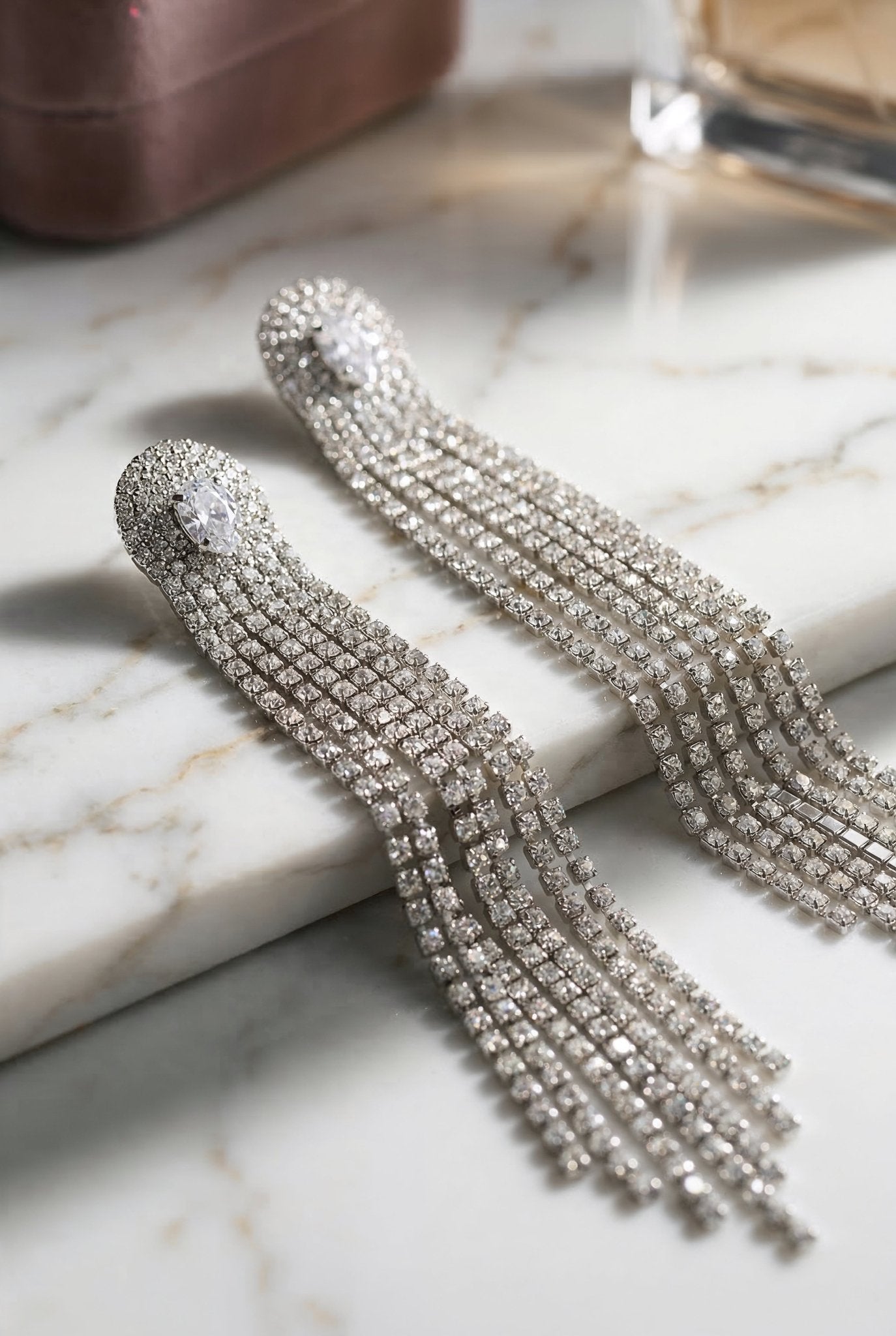 Crystal Fringe Statement Earrings - SIMOVSKA