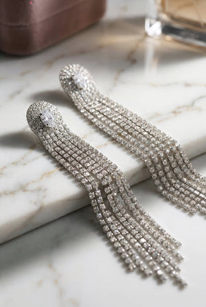 Crystal Fringe Statement Earrings - SIMOVSKA