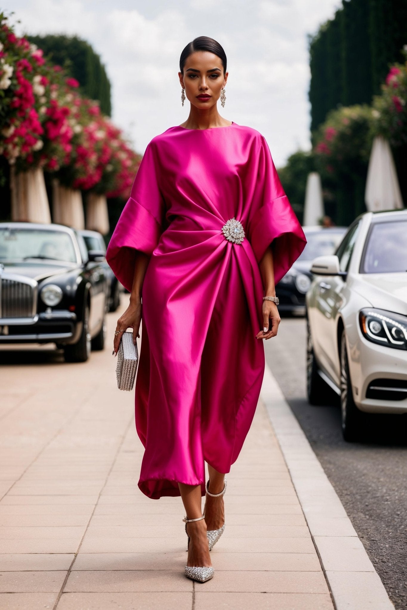 Dama Dress – Fuchsia Bloom Satin Crepe - SIMOVSKA