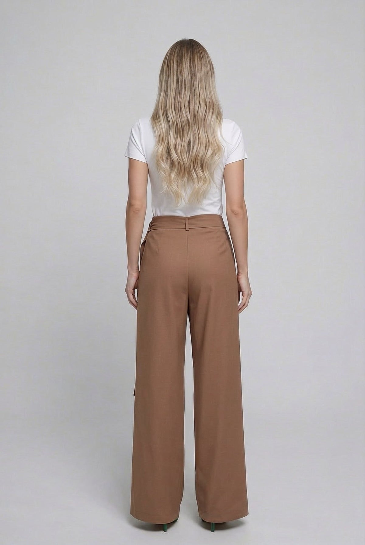Elara Wrap Pants: lightweight viscose twill wrap - front wide - leg trousers in Tobacco - SIMOVSKA